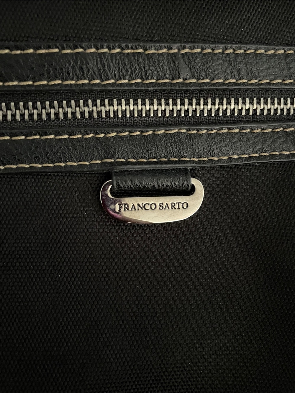 Franco Sarto Black Shoulder Tote with Silver Hardware - Picture 3 of 7